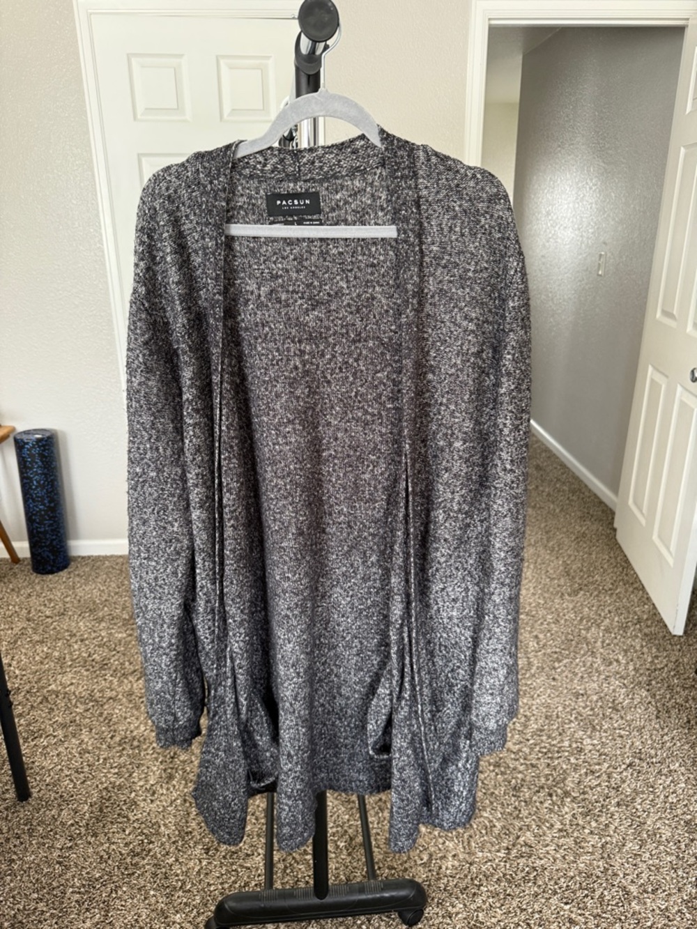 PacSun Gray Marled Open-Front Cozy Cardigan